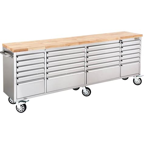 grizzly stainless steel industrial cabinet with wood top|grizzly h7730 tool box.